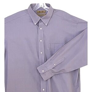 Roundtree & Yorke Gold Label Dress Shirt 16.5/35 Purple 80s Non-Iron Pinpoint‎